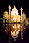 Austria / sterreich -  Vienna / Wien: Church of St. Charles - nocturnal - Vienna city centre - Unesco world heritage site / Karlskirche - Nacht - architects: J. B. + J. E. Fischer Von Erlach (photo by M.Torres)