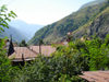 Azerbaijan - Saribash / Sari Bash - Qax rayon - ruins, mountains and minaret - photo by F.MacLachlan