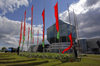 Minsk, Belarus: raising flags at the National Library of Belarus - photo by A.Dnieprowsky