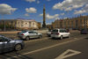 Minsk, Belarus: traffic and Victory square with its 38 metre obelisk, crowned with the Order of Victory - photo by A.Dnieprowsky