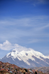 La Paz, Bolivia: Nevado Illimani, peak 6,438 metres, on mount llimani, Cordillera Real, Eastern range of the Andes - southern suburbs - photo by M.Torres