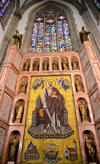 So Paulo, Brazil: detail of the cathedral's transept - lancet window with stained glass and mosaic of Paul the Apostle made in Ravenna - Praa da S - Neo-Gothic style, designed in 1912 by the German architect Maximillian Hehl -  So Paulo See Metropolitan Cathedral - photo by M.Torres