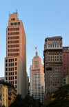 So Paulo, Brazil: historical skyscrapers on the Finantial district - Banco do Brasil building (L), Banespa / Altino Arantes tower (C) and Martinelli building (R) Praa Antnio Prado square - photo by M.Torres