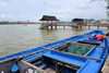 Bandar Seri Begawan, Brunei Darussalam: blue boat and the Bangar jetty, Residency Road - photo by M.Torres