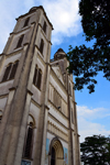 Cameroon, Douala: faade of the Catholic Cathedral of St Peter and St Paul of Bonadibong - Romanesque Revival architecture - Akwa quarter - cathedrale St Pierre et St Paul - photo by M.Torres