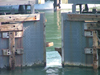 Lake Erie, Ontario, Canada / Kanada: Welland canel system- 8th lock in Port Colborne - detail of the locks - photo by R.Grove