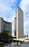 Toronto, Ontario, Canada: City Hall - modernist building by architect Viljo Revell - Nathan Phillips Square - photo by M.Torres