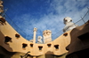 Barcelona, Catalonia: courtyard of Casa Mil - attic windows and roof structures, La Pedrera, by Gaudi - UNESCO World Heritage Site - photo by M.Torres