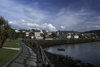 Ancud, Chilo island, Los Lagos Region, Chile: sidewalk along the ocean  Golfo de Quetalmahue - photo by C.Lovell