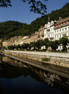 Czech Republic - Karlovy Vary / Carlsbad: facades along the river Ohre - riverside promenade - photo by J.Fekete