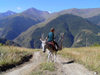 Russia - Dagestan - Tsumada rayon: auto-pilot - man on donkey (photo by G.Khalilullaev)