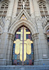 San Salvador, El Salvador, Central America: Calvary church - Iglesia el Calvario - gate detail - photo by M.Torres