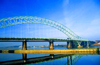 UK - England - Runcorn: Runcorn-Widnes Road Bridge - The Silver Jubilee Bridge - seen from the Promenade - photo by D.Jackson