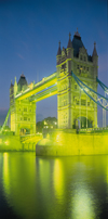 London, England: Tower Bridge - nocturnal - light on the Thames - Victorian architecture by Wolfe Barry and Horace Jones - photo by A.Bartel