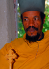 Lake Tana, Amhara, Ethiopia: Entos Eyesu Monastery - Coptic priest - Ethiopian Orthodox Tewahedo Church - photo by M.Torres