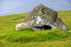 Kalsoy island, Noroyar, Faroes: boulder and black and white sheep, between Trllanes and the Kallur - photo by A.Ferrari