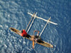 Denarau Island, Viti Levu, Fiji: outrigger canoe in the ocean - seen from above - photo by B.Cain