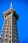 Paris, France: Eiffel Tower / Tour Eiffel - apex of the tower with the top level (4th) platform and broadcast antennas - 320 metres tall, the  tallest structure in Paris - Champ de Mars, 7e arrondissement - photo by M.Torres