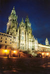 Galicia / Galiza - Santiago de Compostela: the Cathedral - Obradoiro - nocturnal - a Catedral  noite - Praa do Obradoiro - arquitectos: Jos Penha de Toro, Domingo de Andrade, Fernando Casas y Novea - Unesco world heritage site - photo by M.Torres