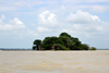 James Island / Kunta Kinteh island, The Gambia: the island seen from the north, with Fort James mostly hidden by baobab trees - UNESCO world heritage site - photo by M.Torres