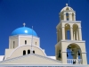 Greek islands - Santorini / Thira: Fira - church - blue dome - photo by R.Wallace