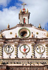 Tegucigalpa, Honduras: sun and sacred heart of Jesus - facade of the Dolores church - iglesia de la Virgen de los Dolores - estilo barroco - photo by M.Torres