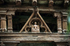 India - Ladakh - Jammu and Kashmir - Sumtsek: sculpted timberwork with a Buddha statue at the monastery's entrance - photo by W.Allgwer