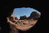 Jordan - Petra: eroded hills - view from a cave near Ad Deir, the Monastery - photo by M.Torres