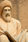 Erbil / Hewler / Arbil / Irbil, Kurdistan, Iraq: close-up of the statue of the historian Ibn Al-Mustawfi aka Mubarak Ben Ahmed Sharaf-Aldin at the entrance to Erbil Citadel - minister of Erbil in the era of Sultan Muzafardin - Qelay Hewlr - UNESCO world heritage site - photo by M.Torres