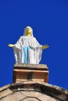 Antananarivo / Tananarive / Tana - Analamanga region, Madagascar: the Virgin Mary atop the faade of Andohalo cathedral - Cathdrale de lImmacule Conception dAndohalo - photo by M.Torres