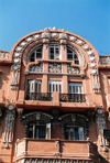 Melilla: art deco balcony - architect Enrique Nieto y Nieto - Juan Carlos avenue, nr 1 / veranda / balcon - modernismo - photo by M.Torres