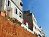 Casablanca / Anfa, Morocco: Medina houses and wall along Blvd Tahar el-Alaoui - photo by M.Torres