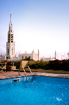 Mozambique / Moambique - Maputo / Loureno Marques: swimming pool at the Rovuma Carlton Hotel / piscina no Hotel Rovuma Carlton, ao fundo a Catedral de Nossa Senhora da Conceio - Carlton, Rua da S, 114 - photo by M.Torres