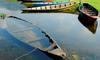 Pokhara, Nepal: half sunk small boats on Phewa lake edge - photo by E.Petitalot