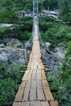 Khudi, Lamjung District, Gandaki Zone, Nepal: suspension bridge - Annapurna Circuit Trek - photo by M.Wright