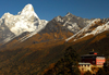 Khumbu region, Solukhumbu district, Sagarmatha zone, Nepal: Ama Dablam mountain and the famous Tengboche monastery, Khumbu' s largest gompa - photo by E.Petitalot