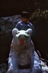 Pakistan - Murree Hills/Margalla Hills (Galyat region, tehsil of the Rawalpindi District): Going for a ride - Kid on snow animal - photo by R.Zafar