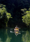 Rock Islands / Chelbacheb, Koror state, Palau: sea kayaker paddling- photo by B.Cain