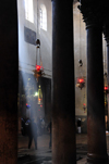 Bethlehem, West Bank, Palestine: Church of the Nativity - light ray in the interior of the Basilica of the Nativity, maintained by the Greek Orthodox Patriarchate of Jerusalem - photo by M.Torres