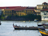 Panama City: Pelicans resting on fishing boats, early in the morning - El Terraplan, Casco Viejo - UNESCO world heritage site - Patrimonio de la Humanidad - photo by H.Olarte