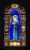 Panama City / Ciudad de Panama: Casco Viejo - Santa Rita de Casia, Patron of Impossible Causes - stained glass window - San Jos Church - photo by M.Torres