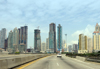 Panama City / Ciudad de Panama: the city as seen from the Corredor Sur Highway - motorway - photo by H.Olarte