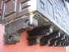 Trujillo, La Libertad region, Peru: console brackets under a wooden balcony  Moorish oriel window of a colonial mansion - photo by D.Smith