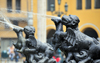 Lima, Peru: Plaza de Armas - fountain detail - bronze dragons - photo by M.Torres