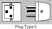 Plug K - 2 prongs with flat earth connector - Danish 3-pin