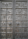 Russia - Velikiy Novgorod: bronze gate at the Kremlin - photo by J.Kaman