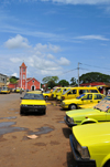 So Tom, So Tom and Prncipe / STP: yellow taxis on Conceio avenue - old Toyotas - Conceio church in the background / taxis amarelos na Avenida Conceio - igreja da Conceio em fundo - photo by M.Torres