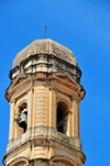 Sassari / Tthari, Sassari province, Sardinia / Sardegna / Sardigna: bell tower - church of San Giuseppe - modeled on the tower designed by Salvatore Calvia for the Santa Caterina church in Mores - Via Giorgio Asproni - photo by M.Torres