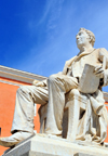 Sassari / Tthari, Sassari province, Sardinia / Sardegna / Sardigna: statue of Efisio Tola, Italian patriot, executed by Carlo Alberto di Savoia, King of Piedmont-Sardinia - piazza Tola - Carra Manna - photo by M.Torres