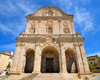 Sassari / Tthari, Sassari province, Sardinia / Sardegna / Sardigna: Cathedral of St. Nicholas - rectangular portico surmounted by four niches - Duomo di San Nicola - quartiere di Sant'Apollinare - photo by M.Torres